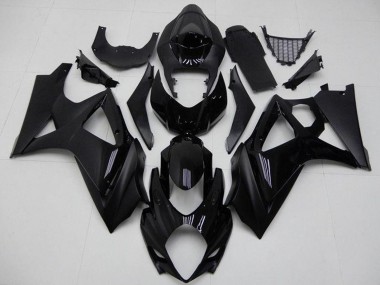 Suzuki GSXR 1000 Motorrad Verkleidung 2007-2008 - Glanzendes Schwarz Matt Schwarz Kein Aufkleber