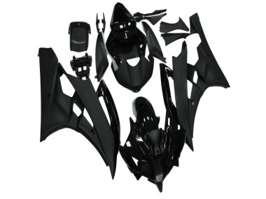 Yamaha YZF R6 Motorrad Verkleidung 2006-2007 - Glanzendes Schwarz Matt Schwarz