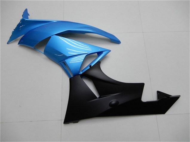 Kawasaki ZX6R Motorrad Verkleidung 2009-2012 - Hellblau Glanzendes Schwarz