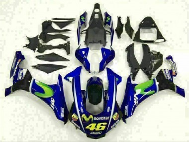 Yamaha YZF R1 Motorrad Verkleidung 2015-2019 - Blau Silber Schwarz Grun MoviStar