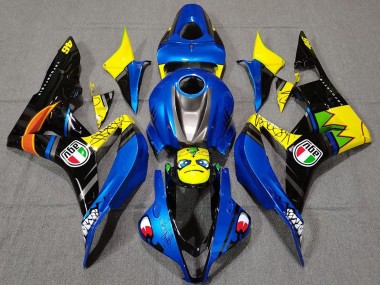 Honda CBR600RR Motorrad Verkleidung 2007-2008 - Blau Gelb Glanzendes Schwarz Hai