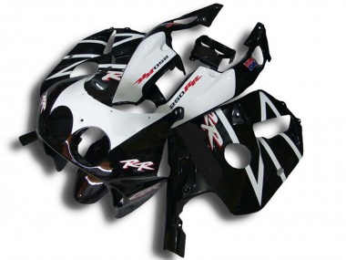 Honda CBR250RR Motorrad Verkleidung 1990-1998 - Glanzendes Schwarz Weiss RR