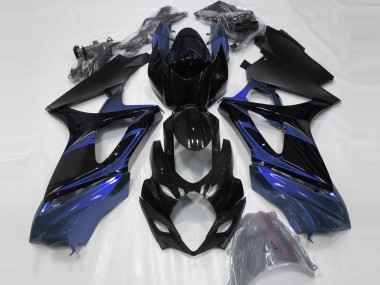 Suzuki GSXR 1000 Motorrad Verkleidung 2007-2008 - Blau Glanzendes Schwarz