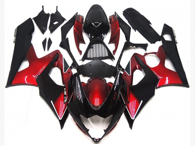 Suzuki GSXR 1000 Motorrad Verkleidung 2005-2006 - Bonbon Rot Glanzendes Schwarz