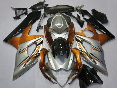 Suzuki GSXR 1000 Motorrad Verkleidung 2005-2006 - Orange Silber Glanzendes Schwarz