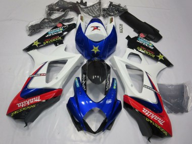 Suzuki GSXR 1000 Motorrad Verkleidung 2007-2008 - Weiss Blau Rot Schwarz RockStar