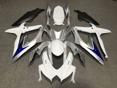 Suzuki GSXR 600 / GSXR 750 Motorrad Verkleidung 2008-2010 - Weiss Silber Blau Matt Schwarz