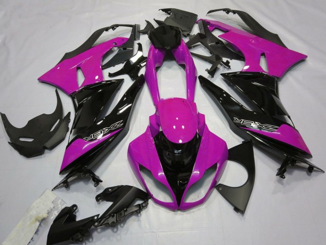 Kawasaki ZX6R Motorrad Verkleidung 2009-2012 - Rosa Glanzendes Schwarz