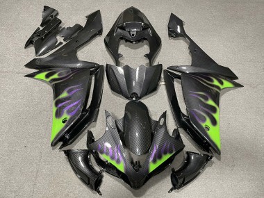 Yamaha R1 Motorrad Verkleidung 2007-2008 - Carbonfaser Grun Lila Flamme