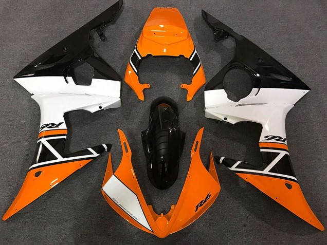 Yamaha R6 Motorrad Verkleidung 2003-2004 - Orange Weiss Glanzendes Schwarz