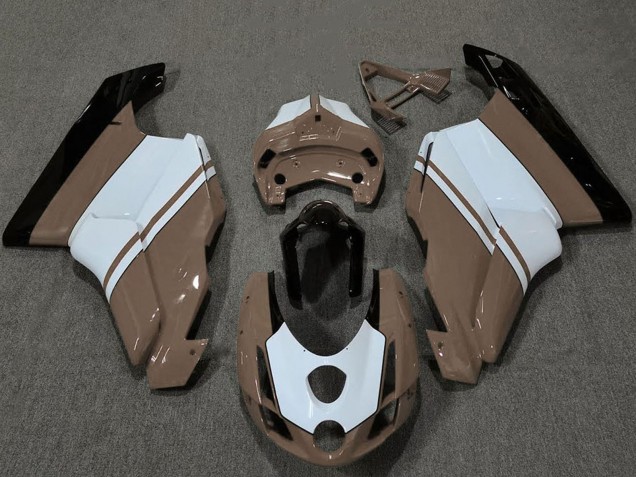 Ducati 749 999 Motorrad Verkleidung 2003-2004 - Weiss Braun Glanzendes Schwarz