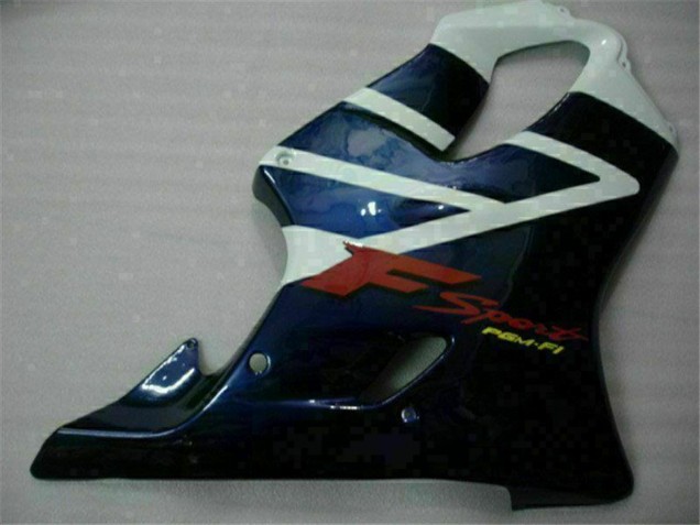 Honda CBR600 F4i Motorrad Verkleidung 2001-2003 - Weiss Blau Schwarz Streifen