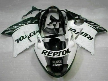 Honda CBR1100XX Blackbird Motorrad Verkleidung 1996-2007 - Weiss Glanzendes Schwarz Repsol