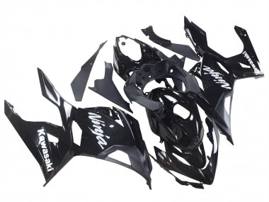 Kawasaki Ninja 400 Motorrad Verkleidung 2018-2024 - Glanzendes Schwarz Matt Schwarz Weiss Aufkleber
