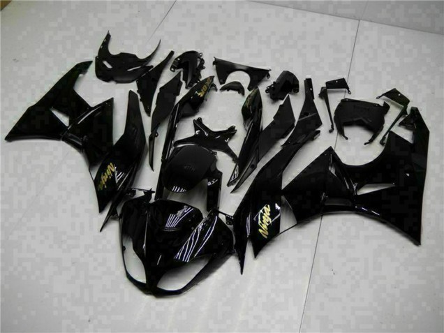 Kawasaki ZX6R Motorrad Verkleidung 2009-2012 - Glanzendes Schwarz Gold Ninja