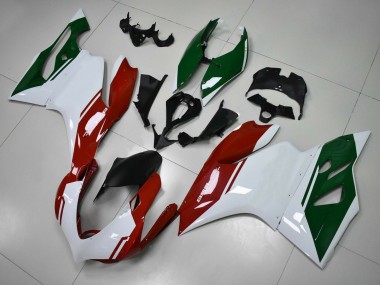 Ducati Panigale 899 Motorrad Verkleidung 2011-2014 - Weiss Rot Dunkel Grun
