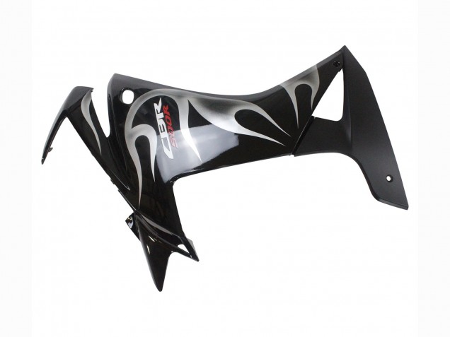 Honda CBR500R Motorrad Verkleidung 2013-2015 - Glanzendes Schwarz Silber Flamme