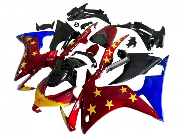 Honda CBR500R Motorrad Verkleidung 2013-2015 - Rot Blau Gelb Stern