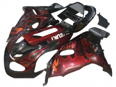 Suzuki TL1000R Motorrad Verkleidung 1998-2003 - Glanzendes Schwarz Rot Flamme