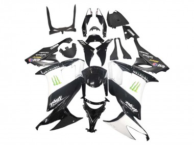 Kawasaki ZX10R Motorrad Verkleidung 2008-2010 - Glanzendes Schwarz Weiss Grun Monster Elf