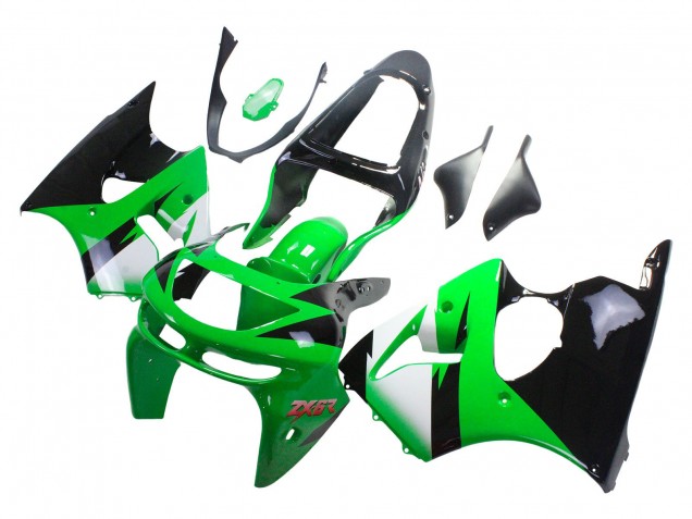 Kawasaki ZX6R Motorrad Verkleidung 1998-1999 - Grun Weiss Glanzendes Schwarz
