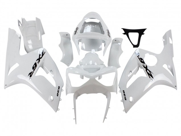 Kawasaki ZX6R Motorrad Verkleidung 2003-2004 - Weiss Schwarz Aufkleber