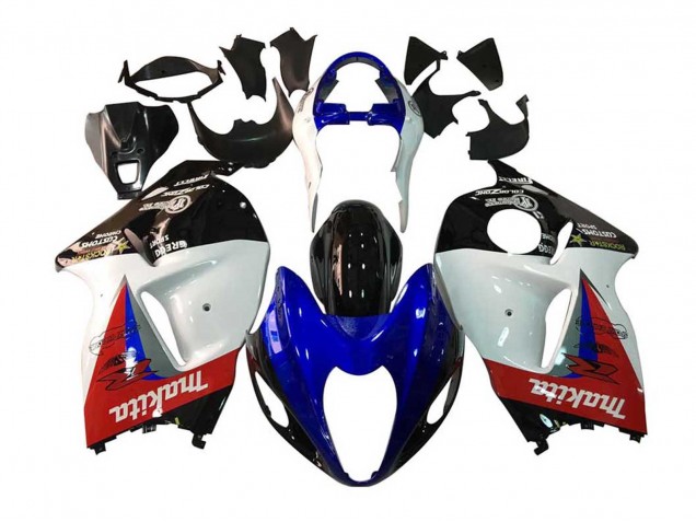 Suzuki GSXR 1300 Hayabusa Motorrad Verkleidung 1996-2007 - Weiss Blau Rot Makita Schwarz
