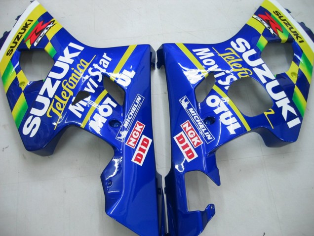 Suzuki GSXR 600 / GSXR 750 Motorrad Verkleidung 2004-2005 - Blau Weiss Gelb Grun Telefonica Motul MoviStar