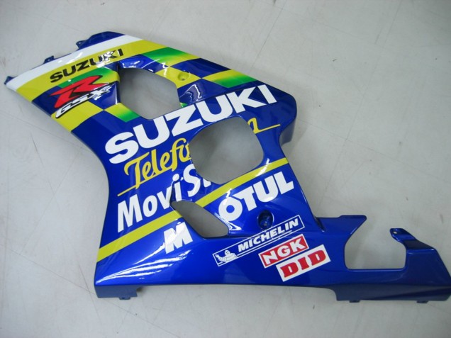 Suzuki GSXR 600 / GSXR 750 Motorrad Verkleidung 2004-2005 - Blau Weiss Gelb Grun Telefonica Motul MoviStar