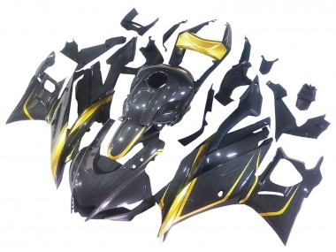 Yamaha YZF R3/R25 Motorrad Verkleidung 2019-2021 - Gold Schwarz Carbonfaser
