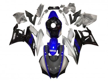 Yamaha YZF R3/R25 Motorrad Verkleidung 2019-2021 - Silber Blau Schwarz Carbonfaser Stil