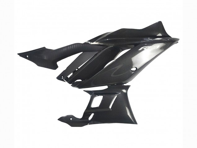 Yamaha YZF R3/R25 Motorrad Verkleidung 2022-2024 - Schwarzer Carbonfaser Stil Silberblau