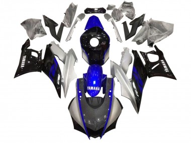 Yamaha YZF R3/R25 Motorrad Verkleidung 2022-2024 - Silber Blau Schwarz Carbonfaser Stil