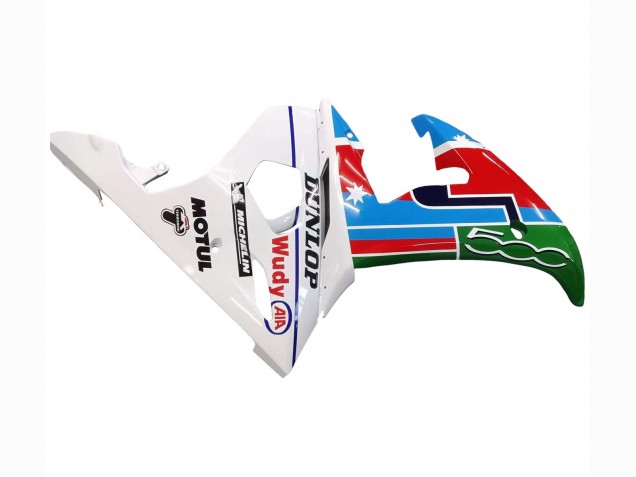 Yamaha YZF R6 Motorrad Verkleidung 2003-2004 - Weiss Blau Grun Rot Kastinee Dunlop Motul