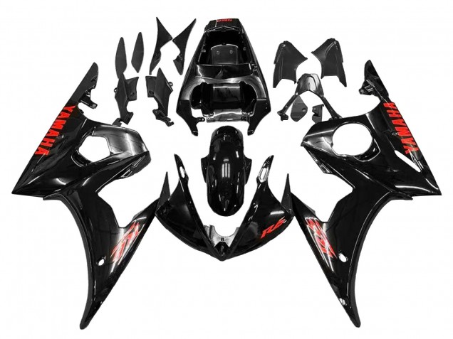 Yamaha YZF R6 Motorrad Verkleidung 2003-2004 - Glanzendes Schwarz Rot