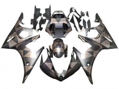 Yamaha YZF R6 Motorrad Verkleidung 2003-2004 - Grau Matt Schwarz Geometric