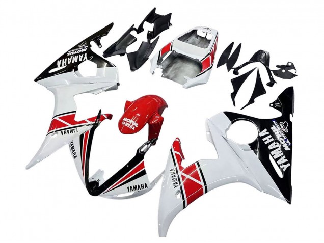 Yamaha YZF R6 Motorrad Verkleidung 2003-2004 - Weiss Rot Glanzendes Schwarz Motul
