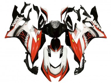 Yamaha YZF 600 R6 Motorrad Verkleidung 2017-2025 - Weiss Rot Schwarz Hai