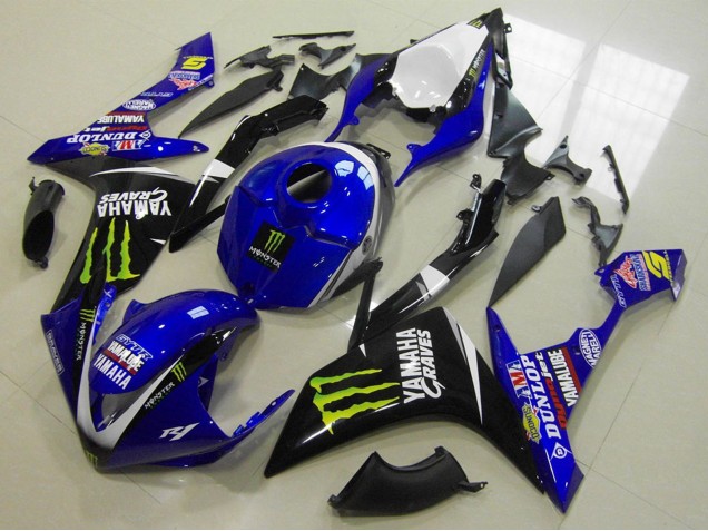 Yamaha YZF R1 Motorrad Verkleidung 2007-2008 - Weiss Blau Schwarz Grun Monster