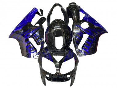 Kawasaki ZX12R Motorrad Verkleidung 2000-2001 - Glanzendes Schwarz Blau Flamme