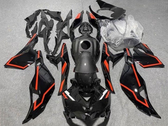 Kawasaki ZX25R ZX-25R Motorrad Verkleidung 2019-2025 - Schwarz Kunstkohlefaser Rot