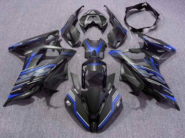 BMW S1000RR Motorrad Verkleidung 2019-2022 - Matt Schwarz Blau Weiss Streifen