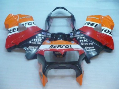 Honda VFR 800 Motorrad Verkleidung 1998-2001 - Orange Weiss Rot Schwarz Repsol