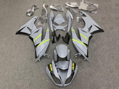 Kawasaki ZX6R Motorrad Verkleidung 2009-2012 - Grau Gelb Streifen