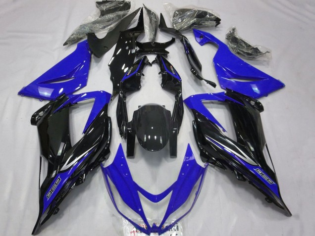 Kawasaki ZX6R Motorrad Verkleidung 2013-2018 - Blau Glanzendes Schwarz