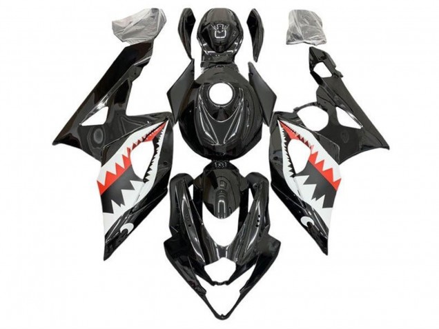 Suzuki GSXR 1000 Motorrad Verkleidung 2005-2006 - Schwarz Weiss Rot Hai