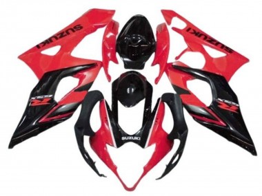 Suzuki GSXR 1000 Motorrad Verkleidung 2005-2006 - Rot Glanzendes Schwarz Streifen