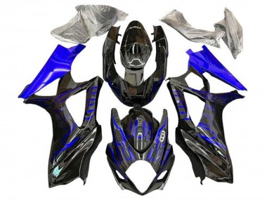 Suzuki GSXR 1000 Motorrad Verkleidung 2007-2008 - Schwarz Blaue Flamme