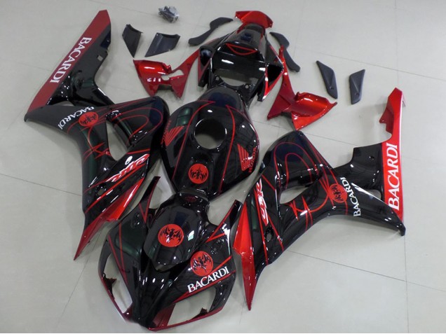 Honda CBR1000RR Motorrad Verkleidung 2006-2007 - Rot Glanzendes Schwarz Bacardi