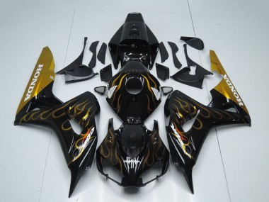 Honda CBR1000RR Motorrad Verkleidung 2006-2007 - Glanzendes Schwarz Gold Flamme